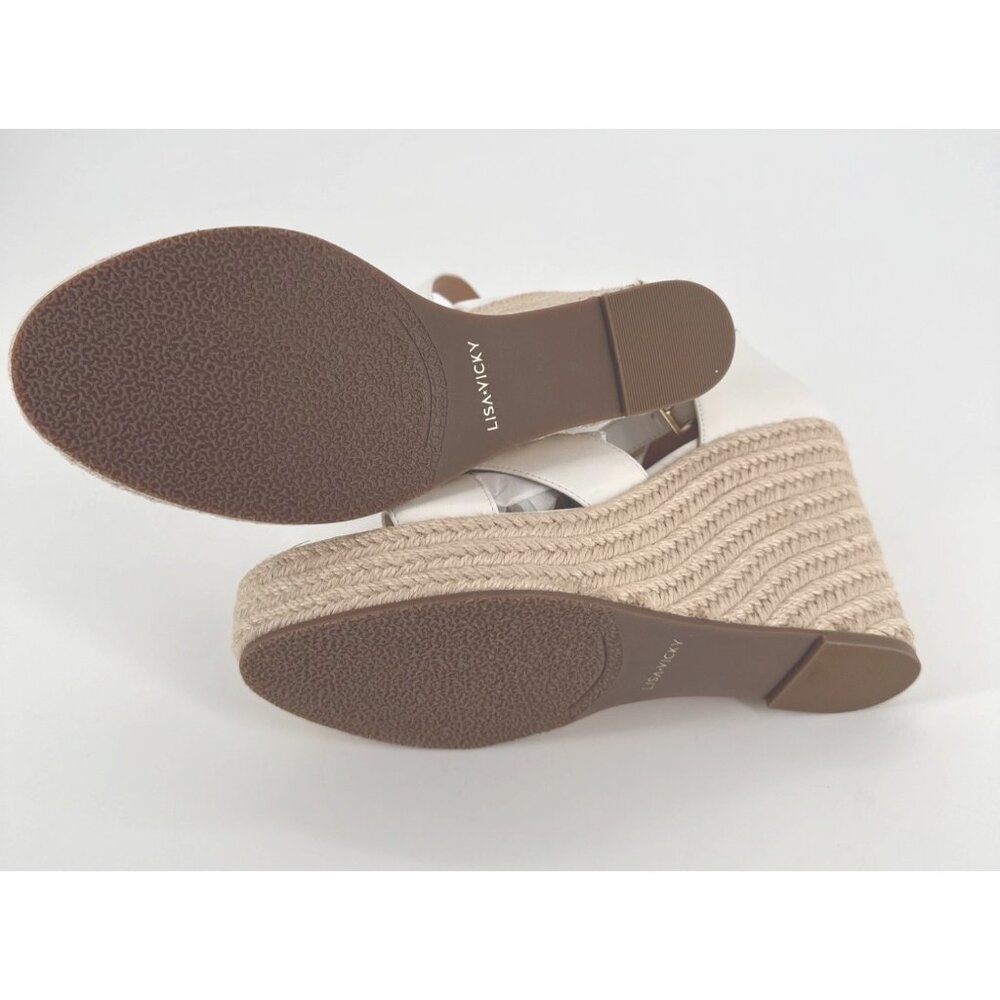 Lisa Vicky Espadrille Wedge Sandals Gemi White Sheep Nappa Leather Size 9 - Picture 8 of 10